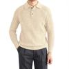 Men's Solid Color Knitted Buttons Lapel Long Sleeve Top Men's Casual Fashion Long Sleeve Top