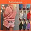 Cat Fleece Womens Fluffy Warm Pjs Pyjamas Sleepwear Nightwear Set Pajamas Outfit