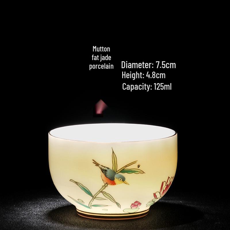 Sheep Fat Jade Porcelain Teacup: Chinese Ceramic Master Cup for Tea Tasting