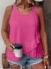 1116 Summer Ladies Elegant Solid Color, Court Flower Eyes Embroidered Asymmetrical Flowerleaf Hoop Vest