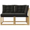 Outdoor Center and Corner Sofa with Cushions 2 Pieces White