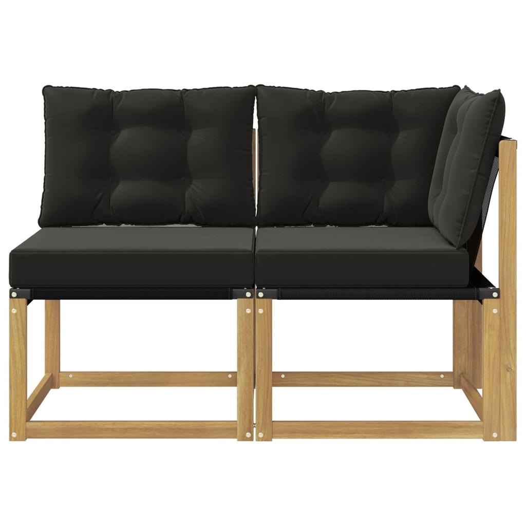 Outdoor Center and Corner Sofa with Cushions 2 Pieces White