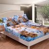 Animal cat and dog pattern bed hat four-piece bedding set bedroom dormitory bedding decoration