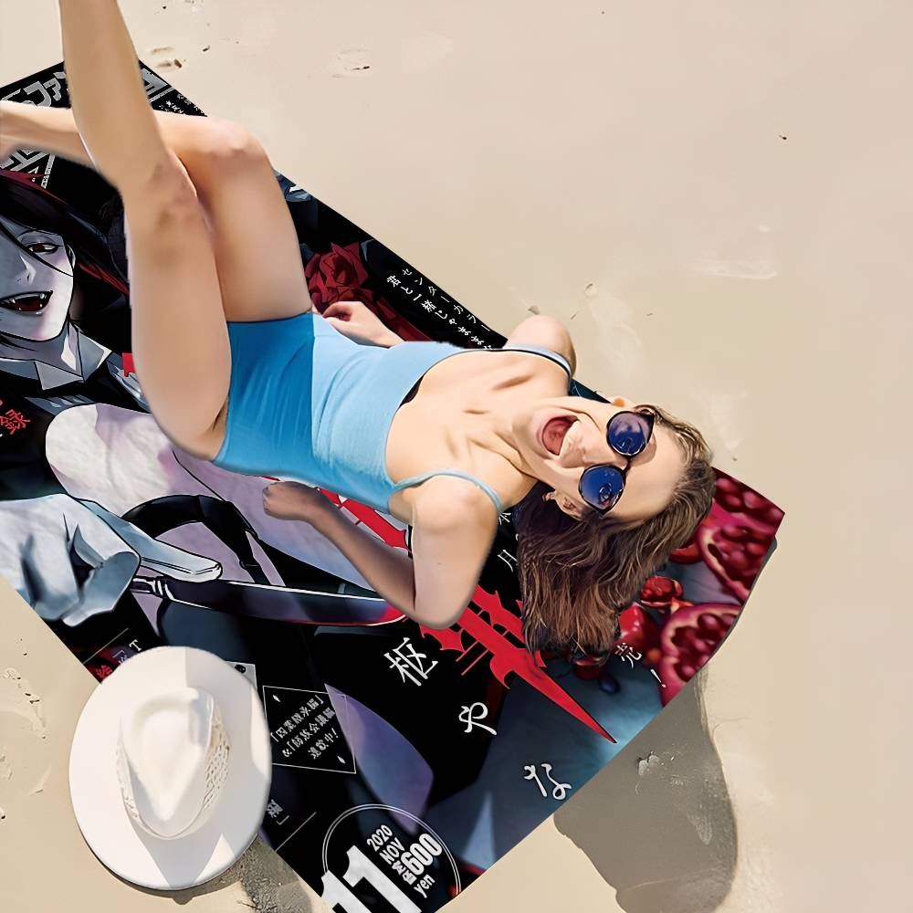 Japanese Anime Black Butler Beach Towel Colorful Bath Towels For Girl Microfiber Quick Dry Sand Free Beach Yoga Spa Gym