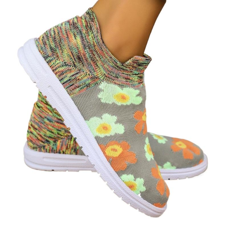 Women Flats Ankle Sneakers Knitting Designer Running Sport Shoes Autumn Casual Shoes 2024 Trend Breathable Walking Mujer Zapatos