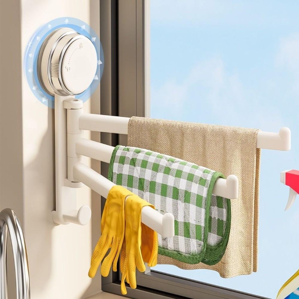 3-Bar Towel Rack No Need To Drill Bath Towel Rack Quality Rotating Towel Hanger  Kitchen