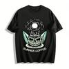 Skull Coffee Cup Print Casual Top For Men And Women Pure Cotton T-shirt