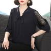 Donna Primavera Estate Stile Camicette Top Lady Casual Papillon Colloar Mezza Manica in Pizzo Largo Blusas Top