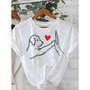 European Size Pure Relaxed Fit Short Sleeve T-Shirt | Playful Dog High Five Heart Print, Casual Summer Wear, Travel, Machine Washable