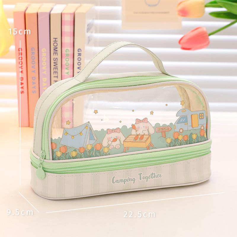 Kawaii Transparent Pencil Case Large Capacity Organizer Pen Box Korean Pouch for Girls Back To School Supplies Stationery