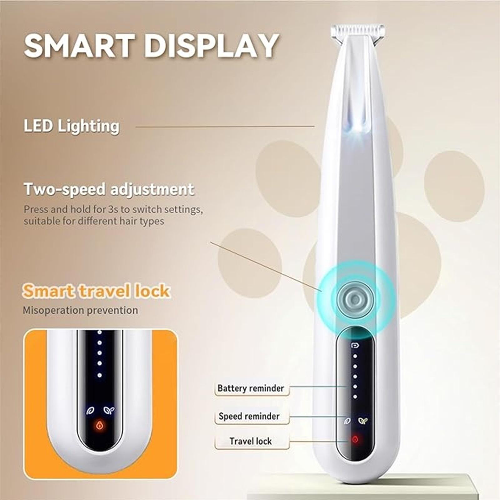 

2ml maintenance oil Pet Precision , Dog With LED Light, Low Noise, IP68 , -Speed Motor, Suit For Trimming , Ear, Face, Butt, Eyebrows, USB Rechageble one size