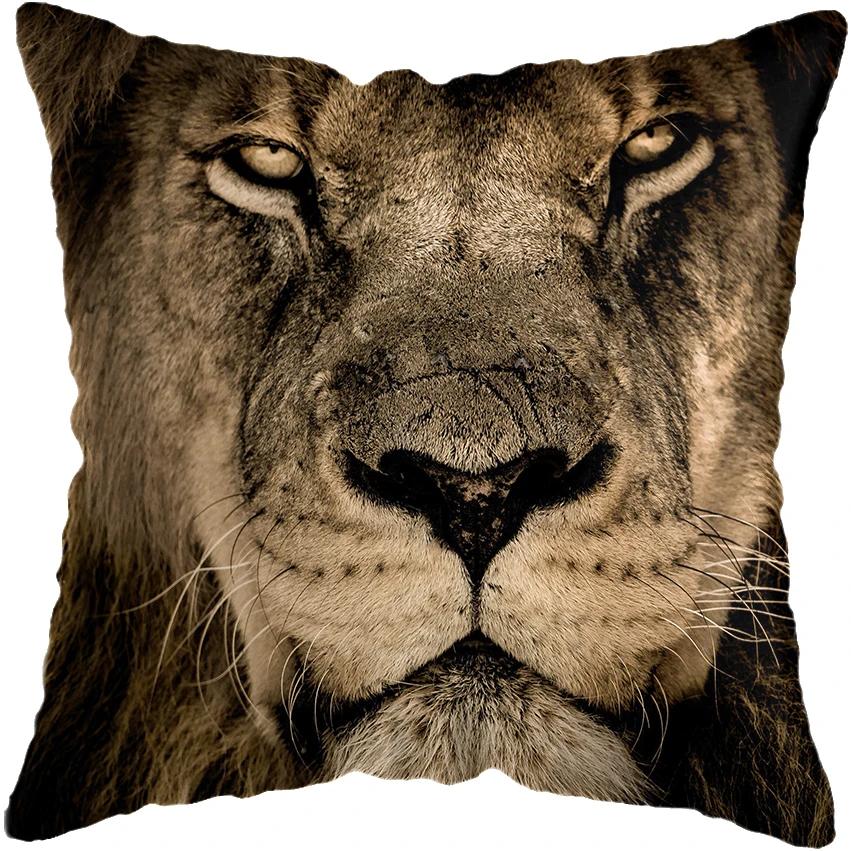 45x45cm Wild Animals Lions Tigers Cushion Cover Pillow Case Decorative Wild Animals Lions Pillow Cover Sofa Chair Pillow Case