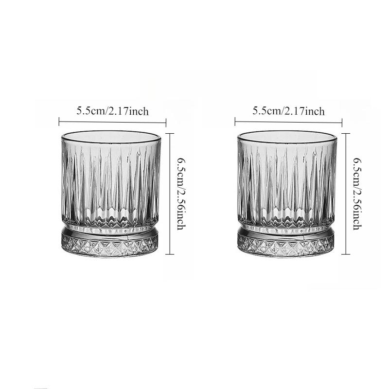 

European Striped Spirits Cup Whiskey Glass Classic Cup for Party Bar Vintage Western Wine Cups Cocktail Beverage Cup Glass Cup 2pcs