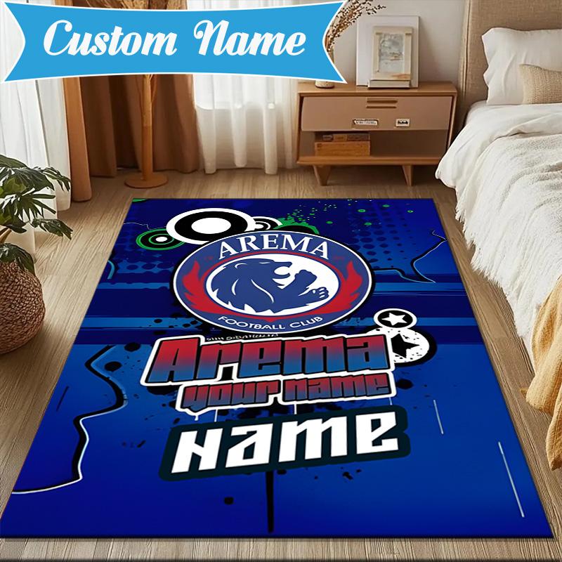 Custom Name AREMA Crest Design Rug Game Carpet, Floor Mat for Bedroom Living Room Entryway Rug, Home Decor Idea Gift for Christmas birthday