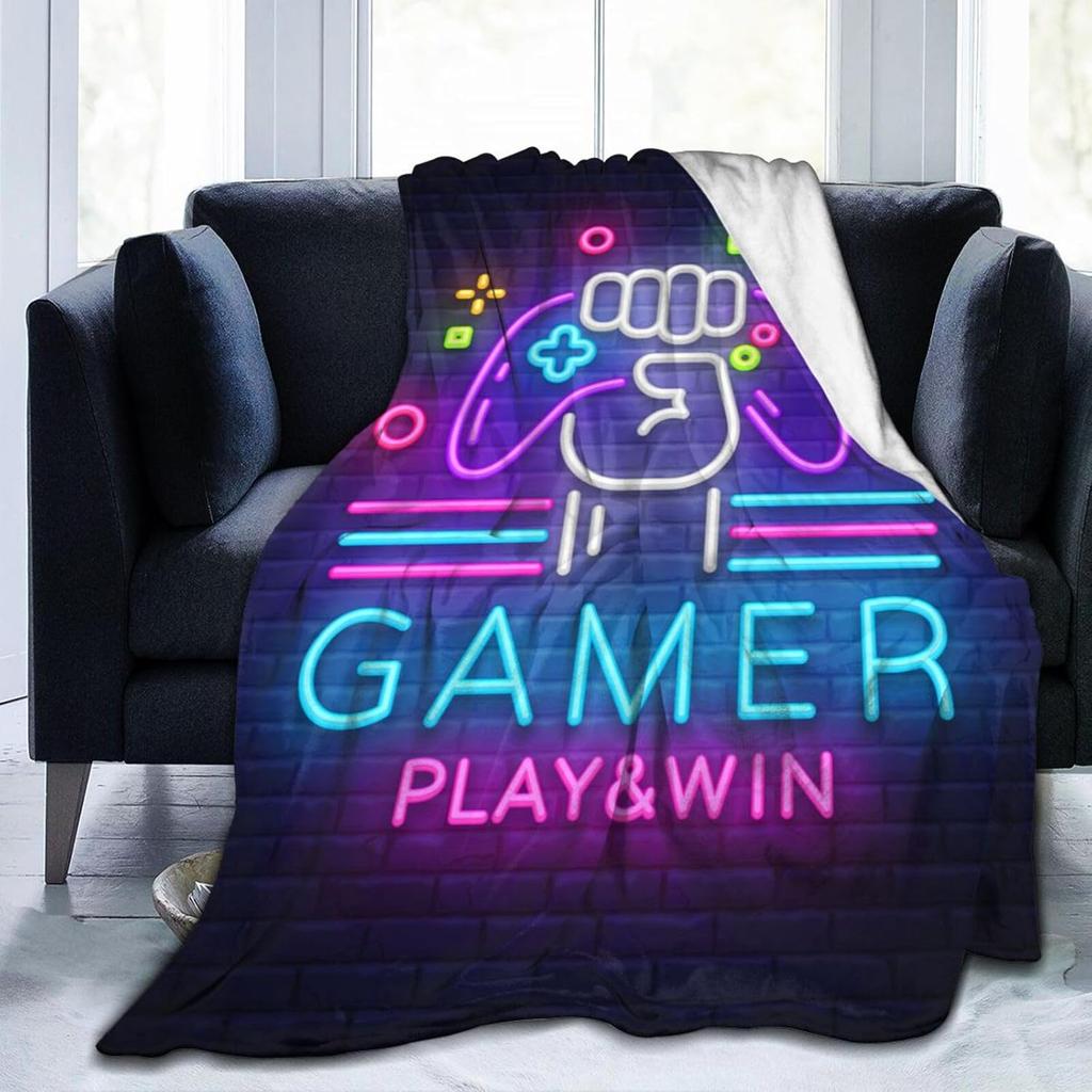 Gamer Fleece Throw Blanket For Bed Sofa Couch,Game Gamepad Flannel Fuzzy Blanket, Modern Game Controller Bed Blanket Room Decor