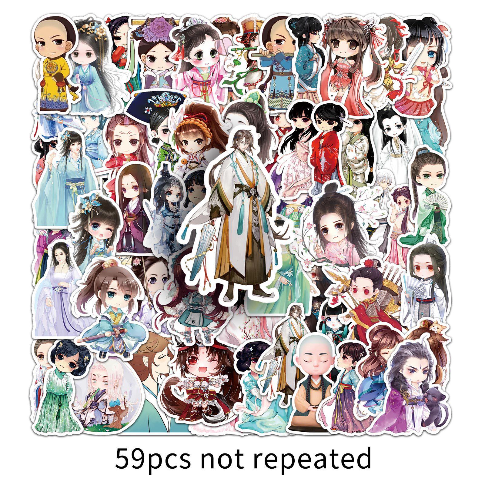 

59 китайских мультяшных наклеек для чемоданов, машин, телефонов и ноутбуков