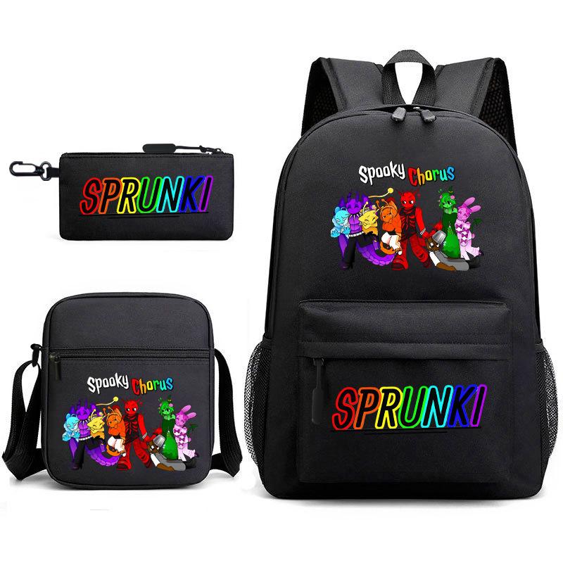 Rhythm box peripheral schoolbag sprunki cartoon starry sky backpack 3-piece set