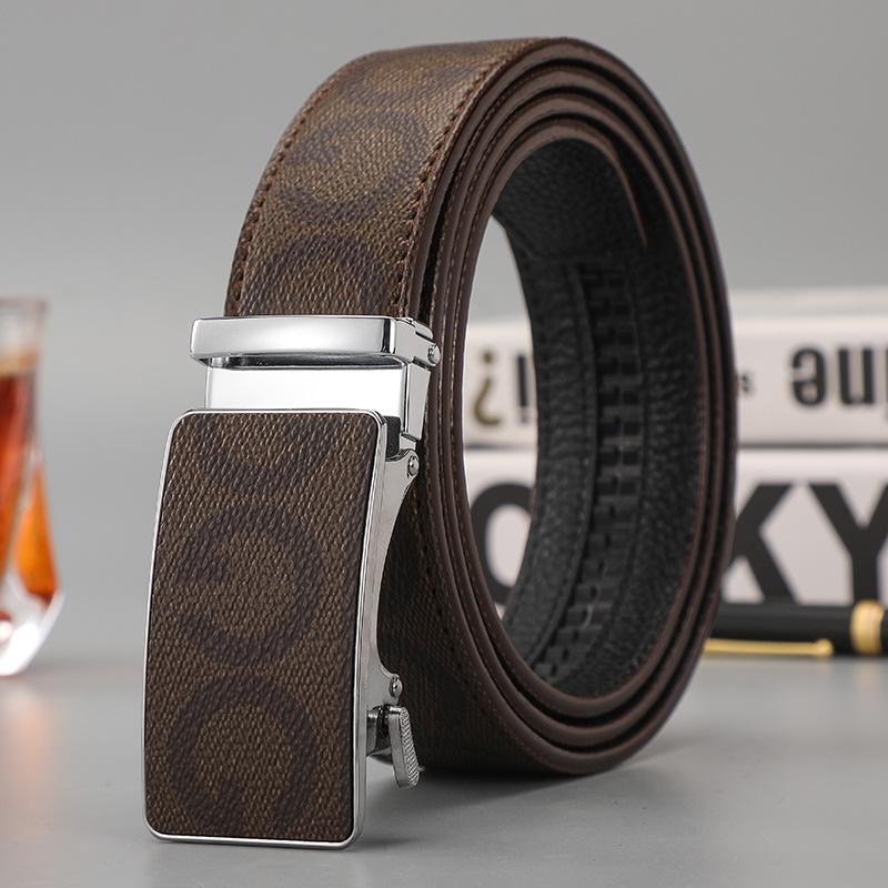 Men's Casual Patchwork Faux Leather Waist Belt with Letter Pattern