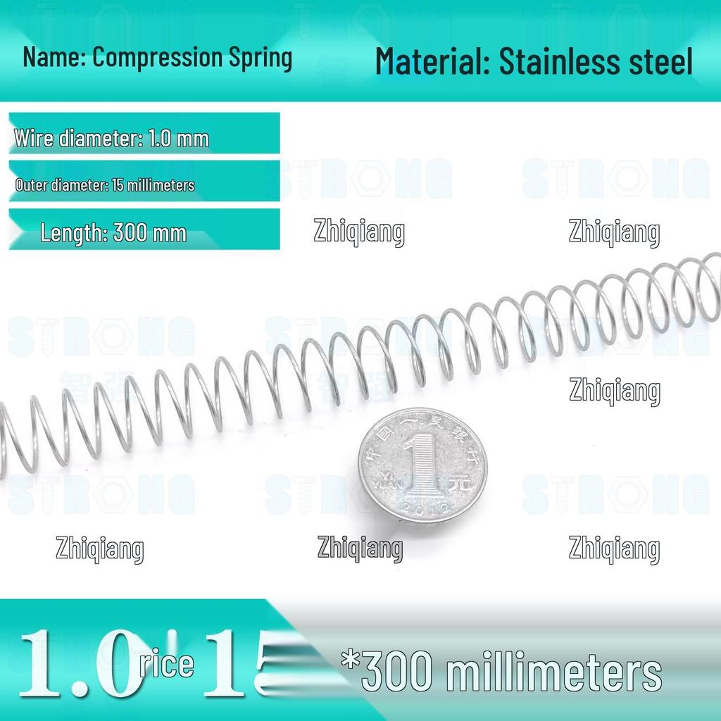 304 Stainless Steel Compression Spring – 300mm Long, High Elasticity, Shock Absorption, Customizable