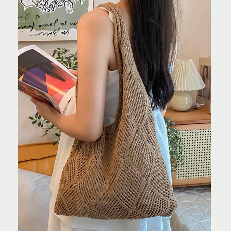 

Large Capacity Knitted Handheld Knitted Shoulder Shopping Bag
