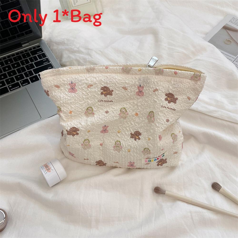 Cartoon Floral Embossed Makeup Bag With Large Capacity For Travel And Daily Use