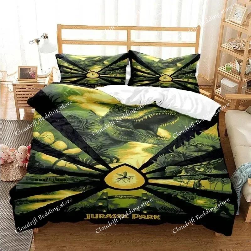 Jurassic Park Bedding Set Cartoon Kids Duvet Cover Set Pillowcase Queen King Double Bed Home Dropshipping King Size 3D Print