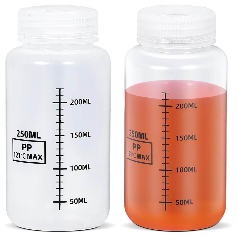 

Set of 2 Wide Mouth Plastic Bottles with Lids PP Containers Jars 250ml 500ml 1000ml for Water Juice Liquid Storage Bottle 2pcs