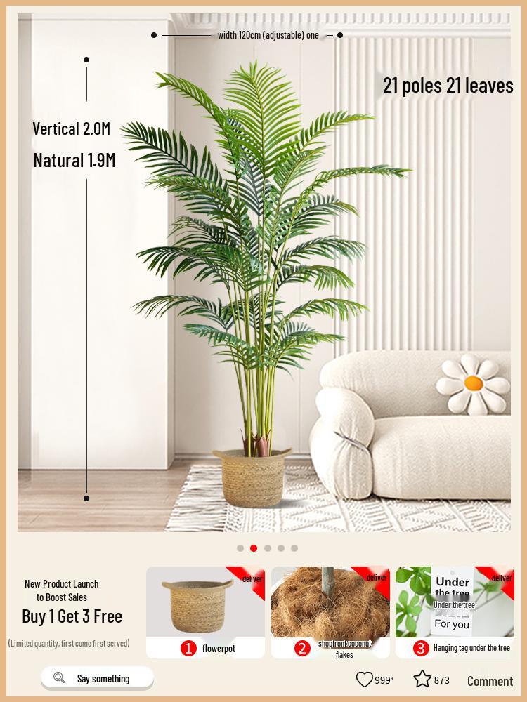 Bionic Green Sprenger's Fern Artificial Tree for Indoor Luxury Living Room Décor