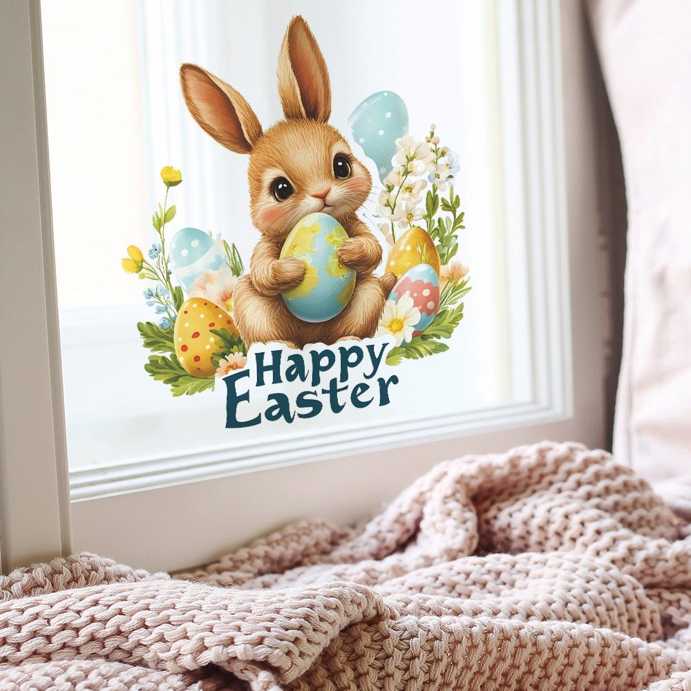 Easter Cute Rabbit Eggs Bedroom Living Room Home Wall Background Beautification Decoration Wall Stickers