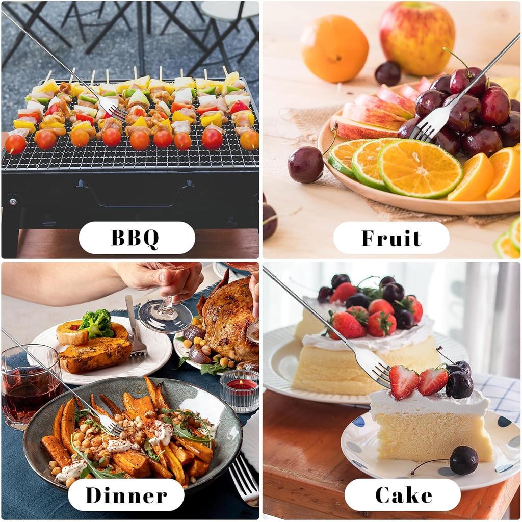 2 PCS Silver Extendable Fork Long Fork Prank 8.6 To 24.8in Expandable Telescoping Extension Forks for Jokes, Telescopic Stainless Steel Dinner Forks