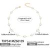 Elegant 18k Gold-Plated Stainless Steel Necklace with Imitation Pearl Beads and OT Clasp