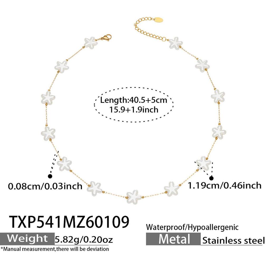 Elegant 18k Gold-Plated Stainless Steel Necklace with Imitation Pearl Beads and OT Clasp