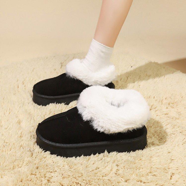 Small thick-soled snow boots women's velvet and thicker 2025 new winter one-pedal fluffy shoes Northeast cotton shoes