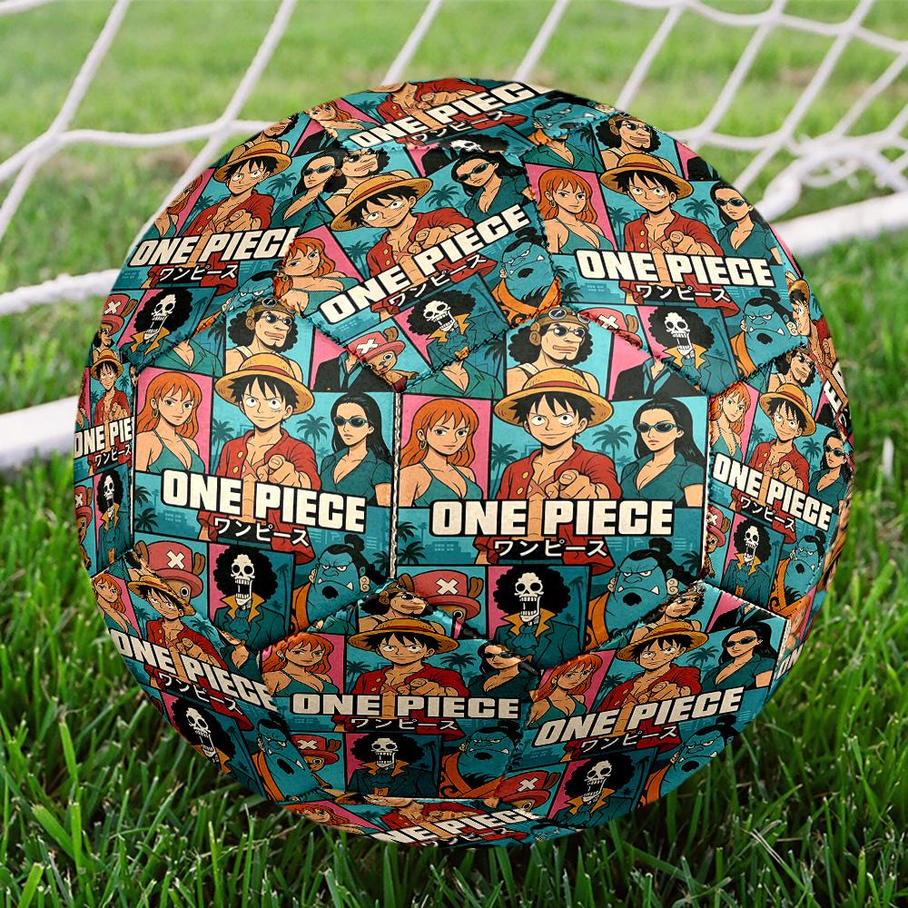 One Piece Print Size 5 Soccer Ball, Standard Match Football for Sports Game and Team Practice, Ideal Gift for Soccer Fans