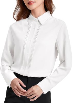 Enmain White Long Sleeve Chiffon Shirt Perfect for Office or No and Size 303S Women's Blouse, Commuting, Iron, Cute, Casual, Stylish,