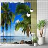 Beach Vacation Shower Curtain Tropical Palm Trees Ocean Waves Starfish Sandy Shore Pattern Waterproof Polyester Bathroom Decor