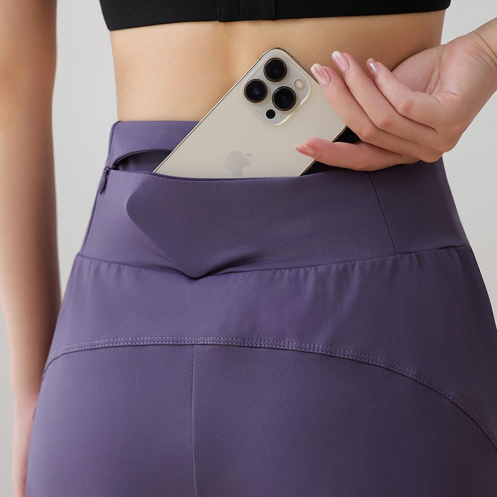 Sommer Damen Lockere Gymnastikshorts mit Taschen Schnelltrocknend Laufen Yoga Workout Sportshorts Outdoor-Sport