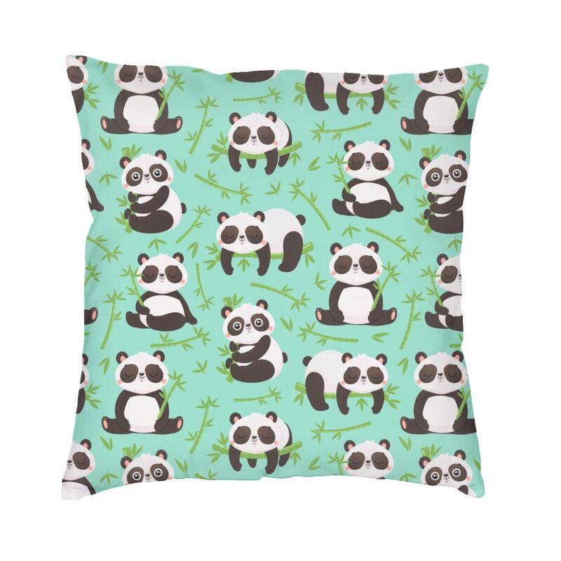 Kawaii Panda Bear Patterns Cushion Cover Sofa Home Decor Animal Cartoon Square Throw Pillow Case 45X45