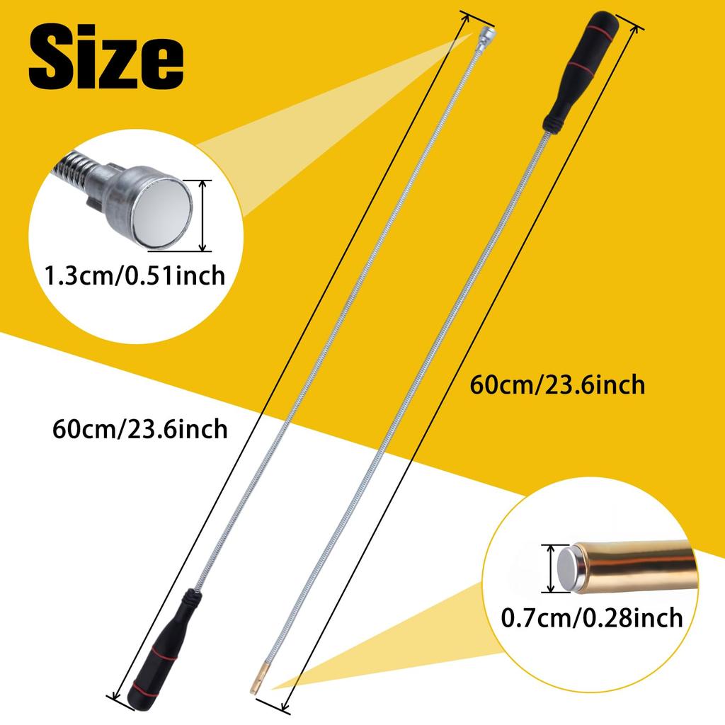 LEONTOOL Magnetic Pickup Set of Large and Powerful Magnet Suction for Picking and Long 600mm Grip Perfect for Picking Up Dropped Items In Narrow Handy