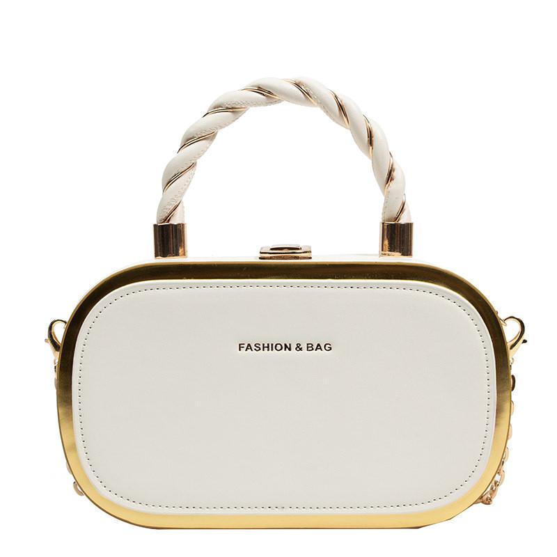 

Trendy Pu Leather Small Square Shoulder Bag For Women With Stylish Lock Clasp белый