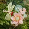 Spinka do włosów Lotus Dragonfly Chiński Hanfu Patyczki do włosów Spinka do włosów w kształcie litery U dla kobiet 18cm Eleganckie akcesoria do włosów na przyjęcie weselne
