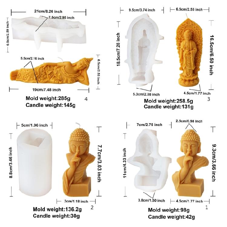 Unique Silicone Candle Moulds Soap Molds Buddhas Shape Hand-Making Mold Candle Accessaries Suitable for Making Candle