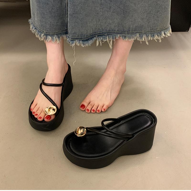 2025 Sommer Plateau Keilabsatz Damen Flip Flop Mode Zehensteg Pantoletten Schuhe Strandurlaub Weibliche Slides