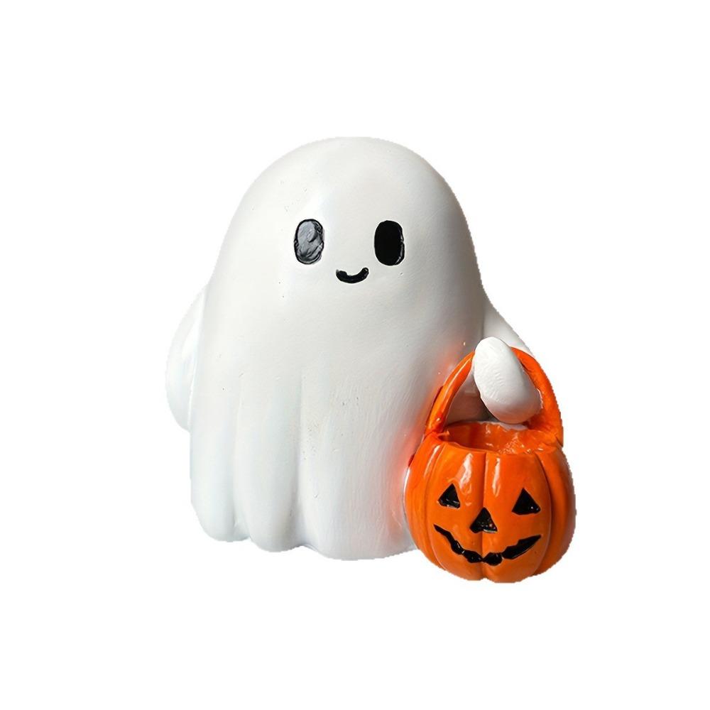 Spooky Halloween Ghost Ornament Collectible Pumpkin Statue Ghost Figurine  for Desktop Decor