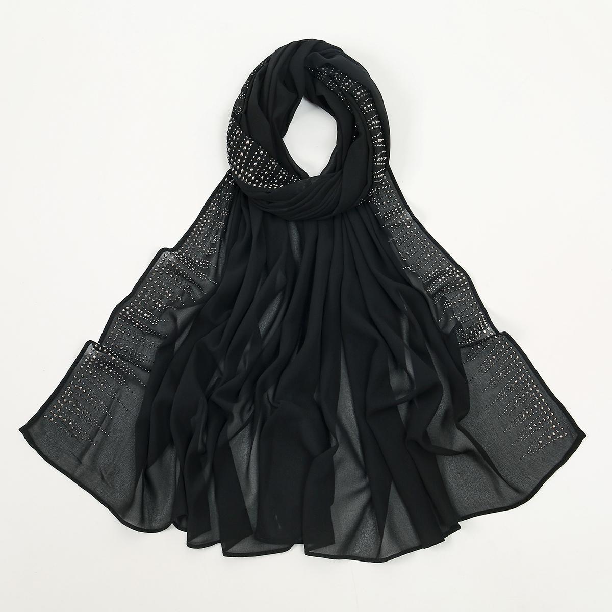 

Shinny Rhinestone Chiffon Hijab Long Scarf Islam Hijabs Women s Turbans Head Wrap Sparkly Scarf Fashion Accessory 175*70CM