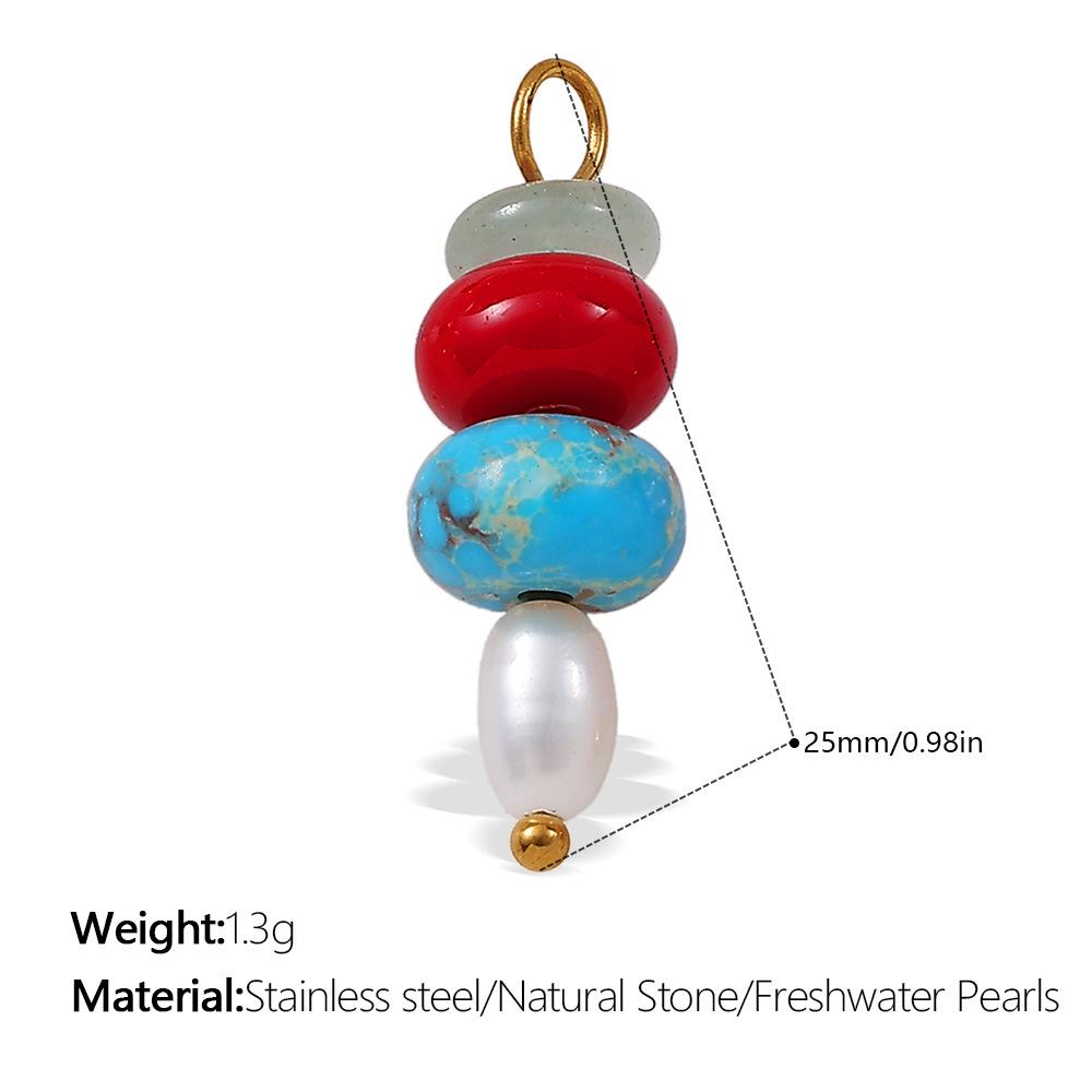 Beach Ocean Resort Diy Colored Natural Stone Love Pendant Accessories Gold Plated Jewelry Pendant