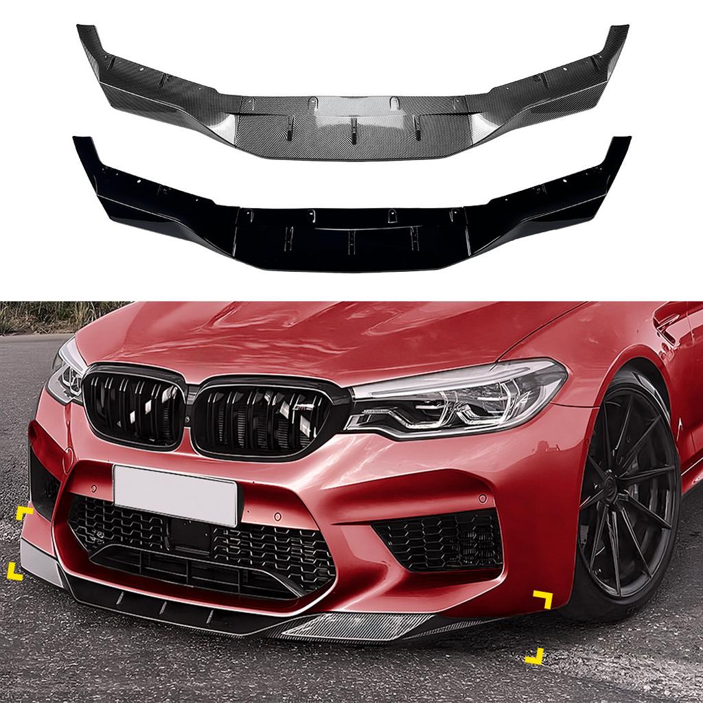 For 2018-2020 BMW 5 Series M5 F90 3pcs/Set Car Front Bumper Lip Chin Spoiler Carbon Black Bodykit Exterior Tuning Accessories