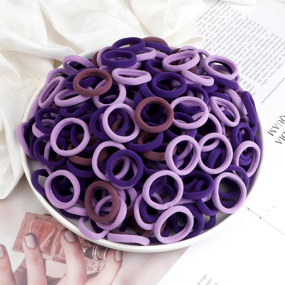 200PCS/Set Elastic Kids Basic Hair Bands Tie 3cm Dark Colors Headwear Don't Hurt Hair Headband Hair Accessories Holder