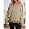 Women's New Round Neck Color Blocked Round Neck Versatile Casual Loose Sweater