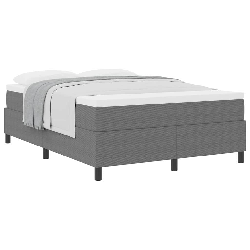 Box Spring Bed in Light Grey and White 140 x 200 cm Cord Fabric